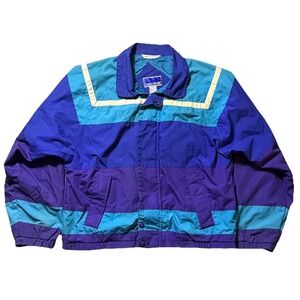 Vintage 90s‎ Prides Landing Colorblock Jacket Medium Purple Teal Made In Taiwan